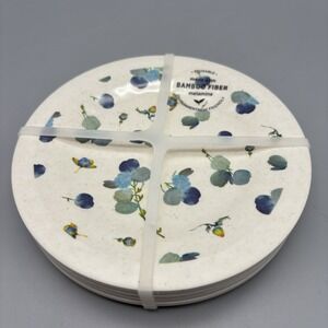 NWT CRAIG LUECK FOR DEMDACO MELAMINE SET OF 4 APPETIZER PLATES ~ BLUE POPPIES